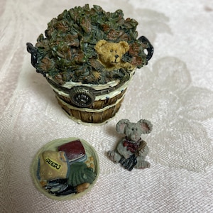 Vintage Boyds Bear Treasure Box Devon’s Pile O’Leaves with Rake McNibble
