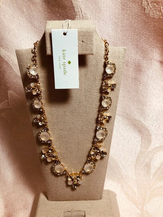 Kate Spade Choker Style Necklace Grand Bouquet Clear Stone with Gold