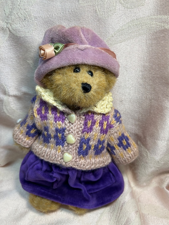 Vintage Boyds Bear Bailey With Purple Hat With Stand - 8 Inches - Etsy