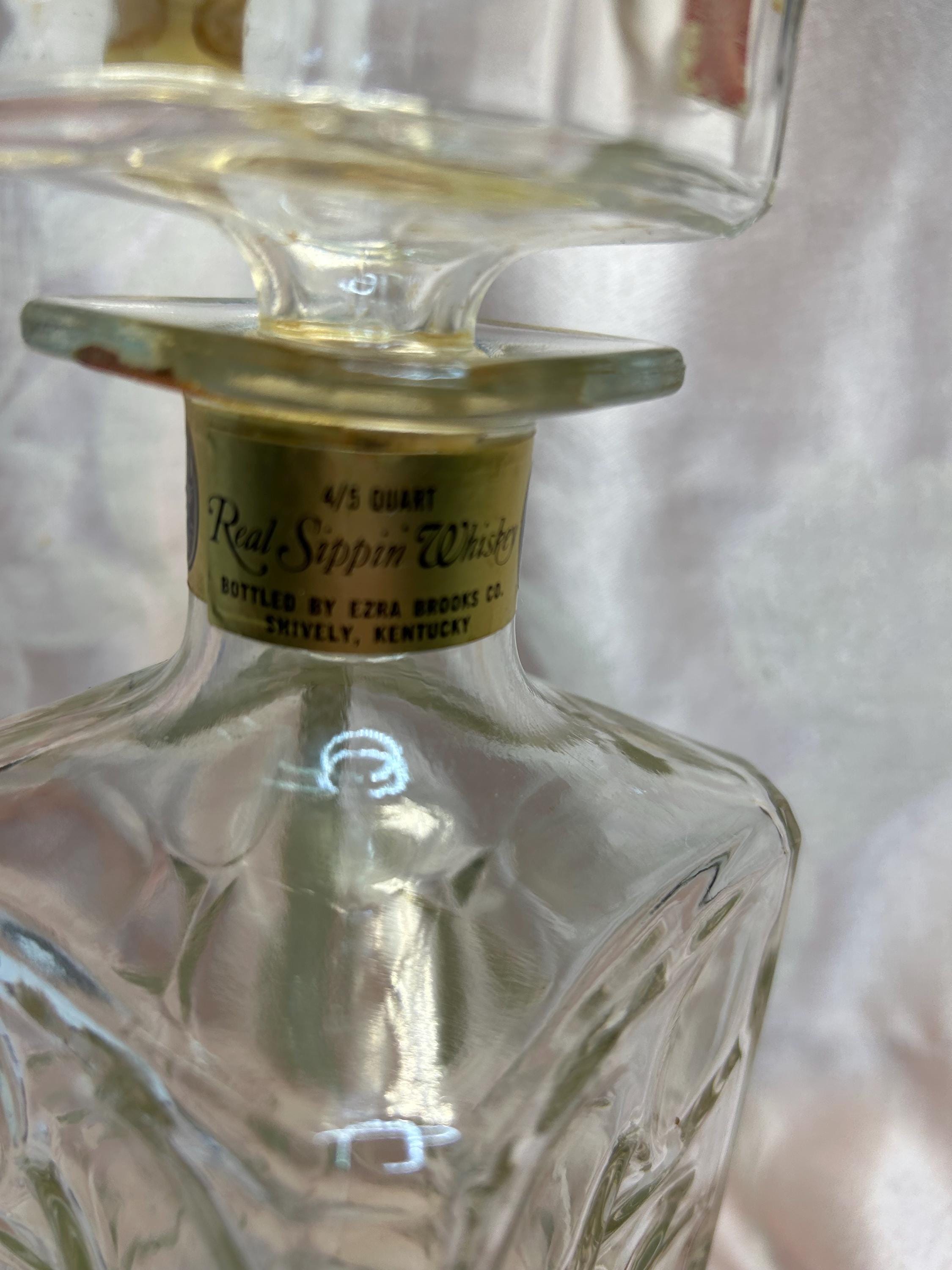 Vintage Ezra Brooks Bourbon Whiskey Decanter Bottle With Labels - Etsy