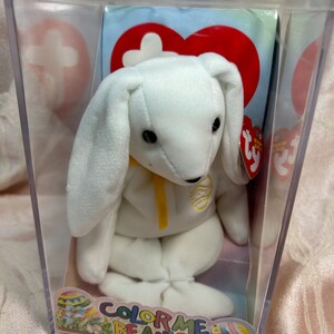 Vintage TY Color Me Beanie Bunny with Yellow Ribbon