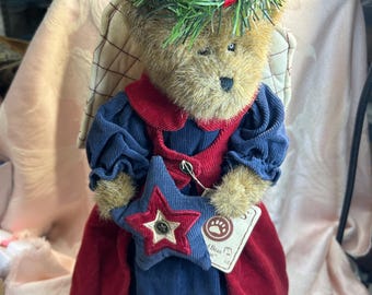 Adorno para árbol de Navidad vintage con forma de oso Boyds, Joella Angelstar, ~ 13 pulgadas