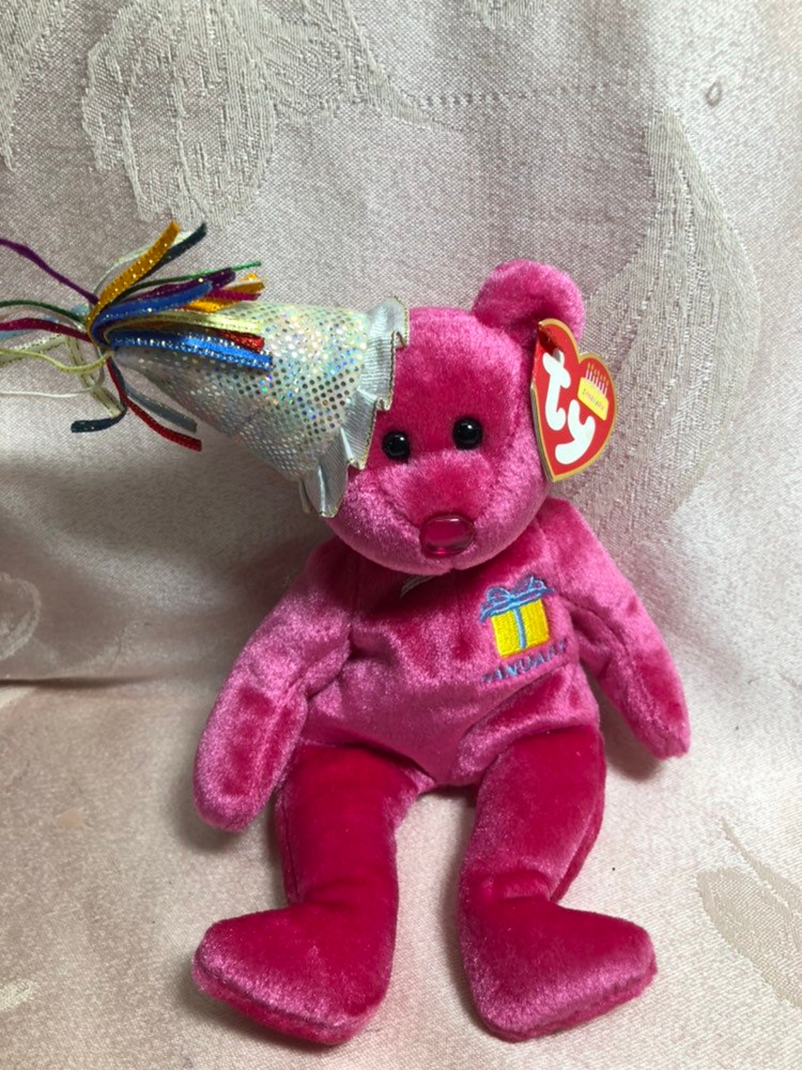 TY Beanie Baby January Birthday Bear With Party Hat Etsy