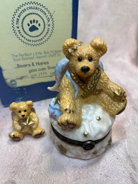 Vintage Boyds Le Bearmoge Porcelain Hinged Box ~ Clarence Angel