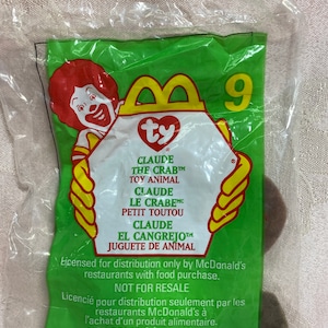 Vintage Ty McDonald’s Teenie Beanie Baby Claude the Crab