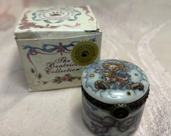 Vintage Boyds Bear Treasure Box ~ Pinkie's Flower Basket With Rose