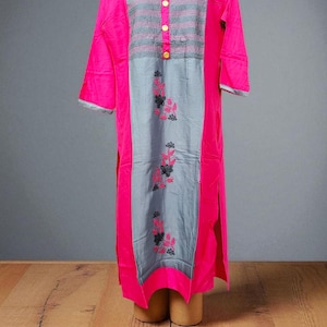 Kurti de rayón bordado: túnica india bohemia
