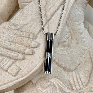 Silver Black Modern Pendant, Talisman for good luck, Locket, Kavacha, Comes With Necklace