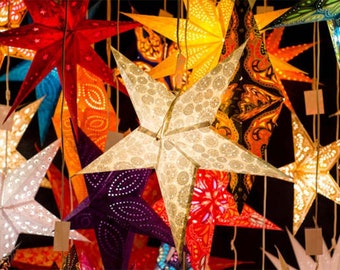 Paper Star Lanterns, Christmas Lights, Holiday Decorations, Home, Wedding, Festival and Party Decor, MULTI COLORs