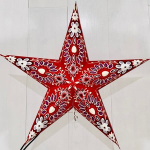 Paper Star Lanterns, Christmas Lights, Holiday Decorations, Home, Wedding, Festival and Party Decor, Red Flower_161