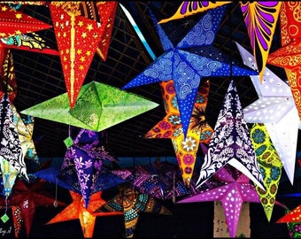 WHOLESALE LOT of 12 Paper Star Lanterns, Christmas Lights, Holiday Decorations, Home, Wedding, Festival and Party Decor