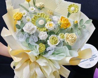 Aangepaste cadeauboeketten, handgemaakte bloemen, eeuwige boeketten, bruidsboeketten, gehaakt