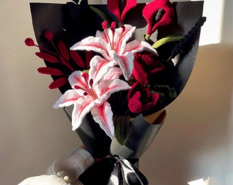 Personalized Rare Hooked Lily Bouquet, Hooked Sunflower Bouquet, Hooked Tulip Bouquet