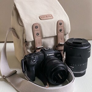 Toile personnalisée, sacoche en toile pour appareil photo - Compatible avec les appareils photo Canon, Nikon, les appareils photo reflex/DSLR sans miroir et les objectifs Sony