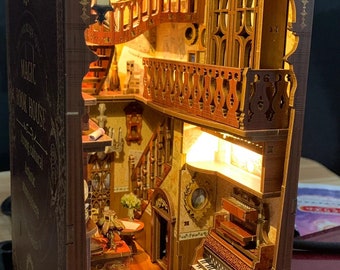 Magic Book House 3D Bookshelf, Assembled DIY, DIY Magical Bookends, 3D Puzzle Model, Assembled Bookshelf, DIY Cabin, Handmade Model