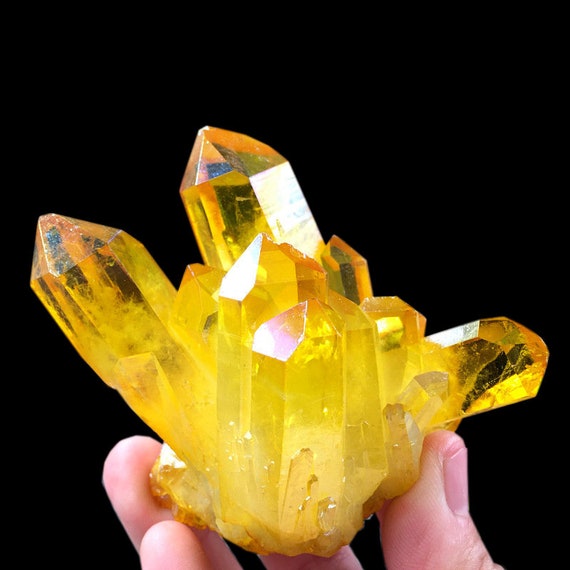 Natural Yellow Phantom Quartz Crystal Cluster Rock Stones Etsy