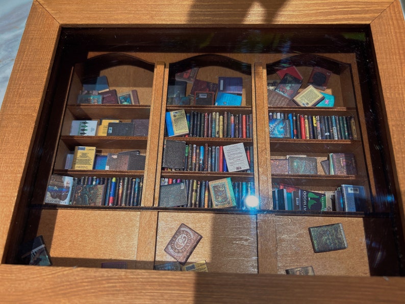 Anxiety Bookshelf Selected,miniature landscape miniature bookcase MINI bookcase.Gift for friends, antique style gift Study decoration.anxiet image 6