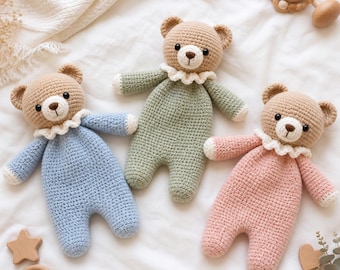 Crochet Bear Lovey Pattern PDF, Teddy Bear Security Blanket, Amigurumi Baby Comforter, Beginner Crochet Pattern, Digital Download
