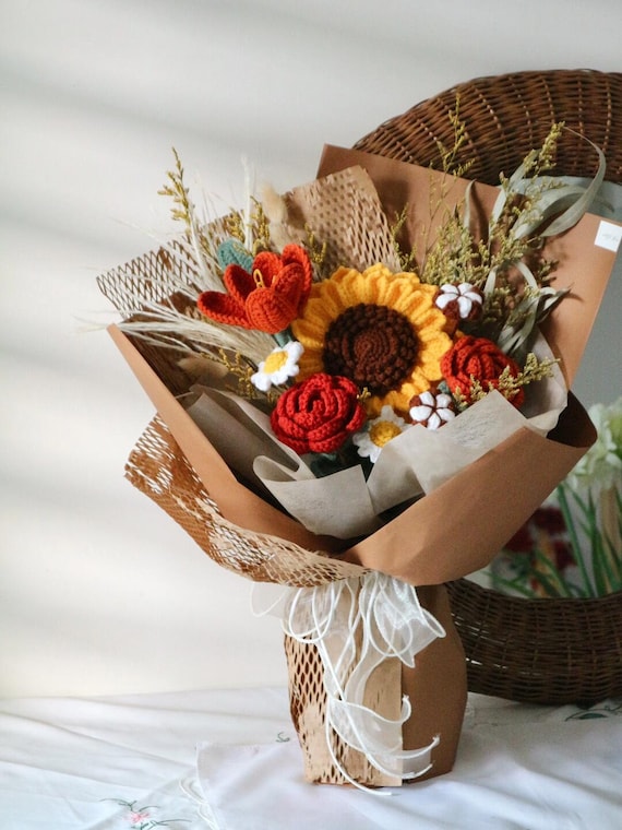 Crochet Flower Coasters - DIY Rose Bouquet Material Kit For Home Decor