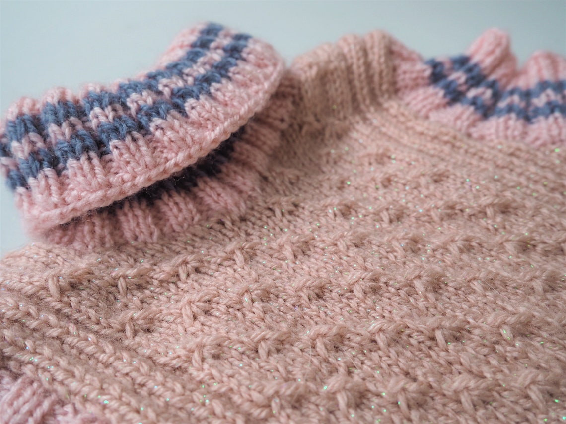 Small/medium Dog Jumper, Baby Pink Acrylic Yarn With Sparkly Specs ...