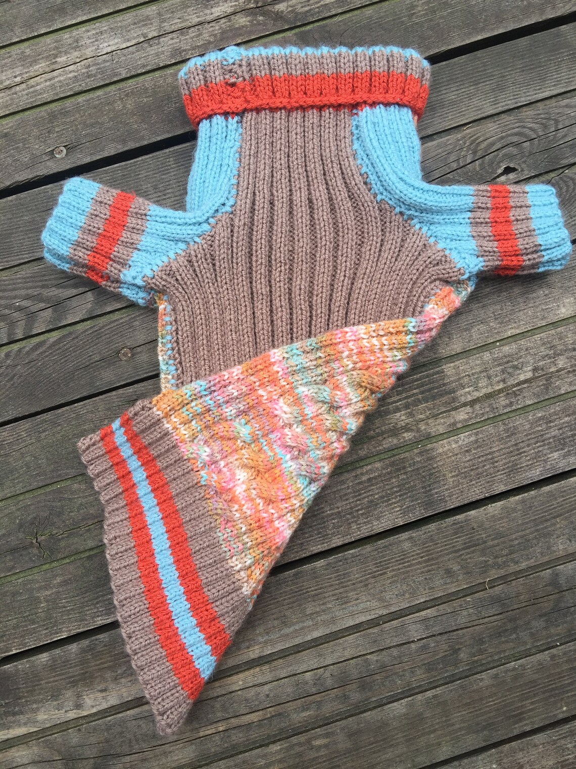 Small/medium Multicoloured Hand Knitted Dog Jumper Etsy