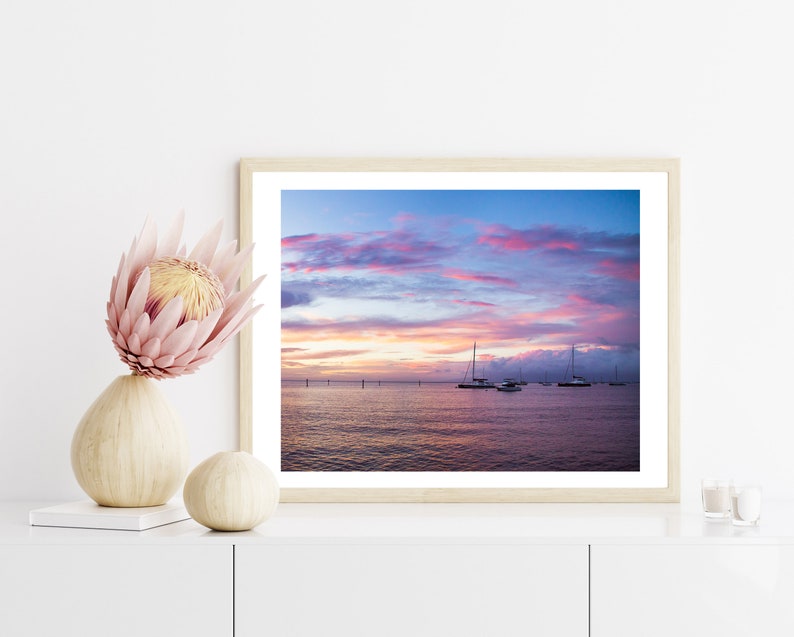 Cotton Candy Sky & Sailboats Maui, Hawaii Fine Art Print, Travel Print, Gallery Wall Art, Beach Picture, Photo Home Decor image 4