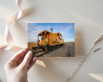 Train Caboose on the Canadian Prairies | 6x4, 7x5 Postcard Prints, Train Print, Gallery Wall Art, Rural Landscape, Photo Decor, Gift for Him