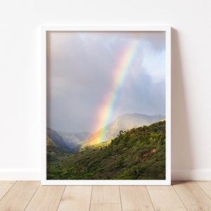 Rainbow in Kauai, Hawaii Fine Art Print, 8x10, 11x14, 16x20, 20x24, Square, Travel Print, Gallery Wall Art, Coastal Picture, Home Decor image 1