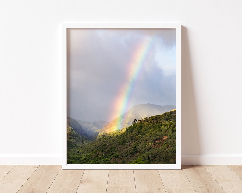 Rainbow in Kauai, Hawaii Fine Art Print, 8x10, 11x14, 16x20, 20x24, Square, Travel Print, Gallery Wall Art, Coastal Picture, Home Decor image 1