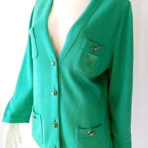 Woman Vintage Valentino wool knitted cardigan green sweater L size