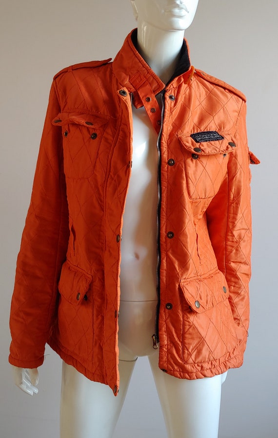 Women Barbour vintage orange coat, UK 14