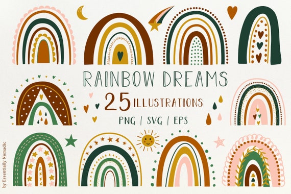 Download Modern Boho Rainbow Clipart Svg Png Files Kids Clipart For Etsy