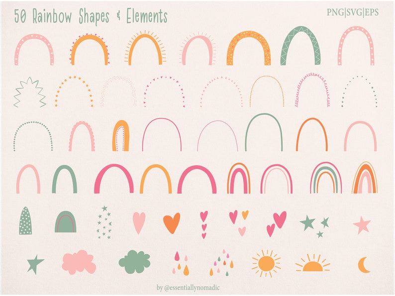 Download Boho Rainbow SVG Set Rainbow Clipart in PNG Vector files ...