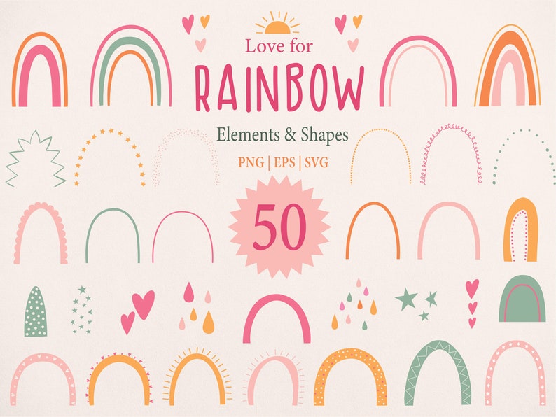 Download Boho Rainbow SVG Set Rainbow Clipart in PNG Vector files ...