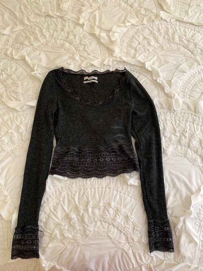 Grey Lace Crop Top | Etsy India