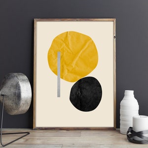 BLACK AND YELLOW I Minimalist geometric art, Downloadable print, Printable modern, Abstract geometric painting, Minimal contemporary art