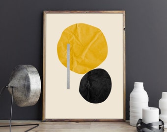 BLACK AND YELLOW I Minimalist geometric art, Downloadable print, Printable modern, Abstract geometric painting, Minimal contemporary art