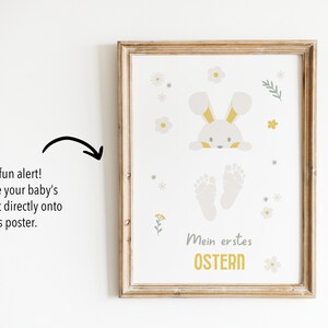 DIY Footprint Poster for Baby&#39;s First Easter - Instant Download in Beige - Unforgettable Memory