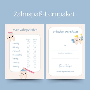 Toothbrushing plan learning package for children – tooth fairy letter, tooth certificate, memory tooth game and much more
