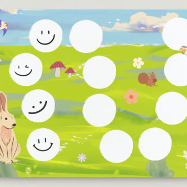 Reward plan for children - meadow with rabbits and other animals - DIN A4 - Instant download gift idea Easter children