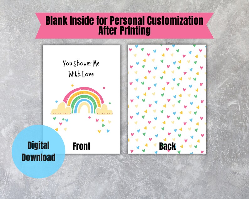 Shower Me With Love Valentine's Day Printable Card Valentine's Day