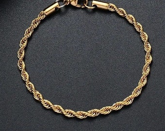 Armband,zierliches Armband, 2mm breit, vergoldet,gedrehtes Armband 19cm lang,