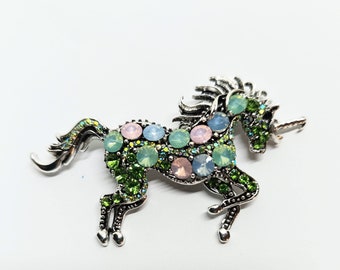 Einhorn, schwarzes Einhorn,pastell,Brosche,Strass,Valentinstag,Geschenk,Geschenkidee,