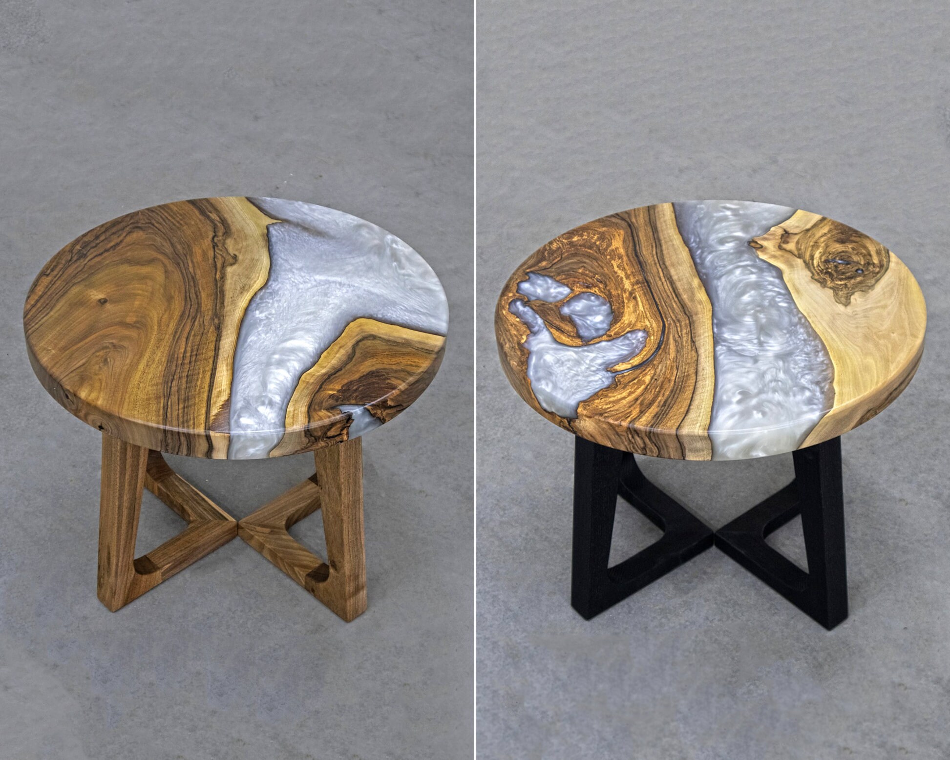 Platinum epoxy Resin coffee table Round end table Etsy