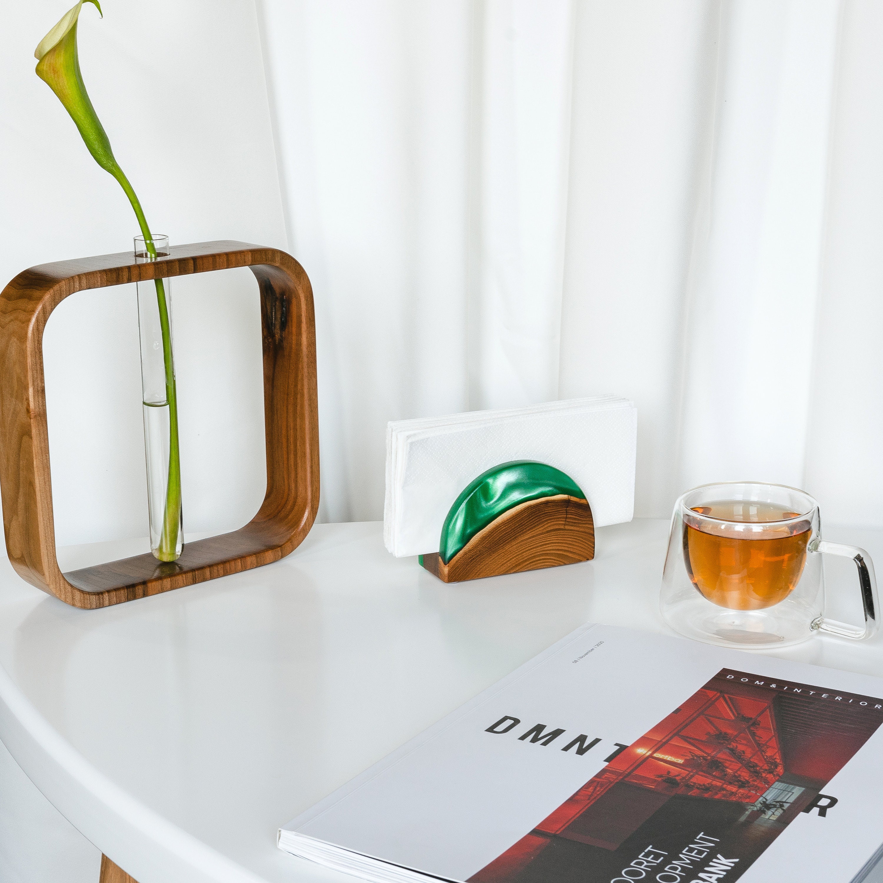 HYGGE cobalt Blue Resin & Wood Napkin Holder. Napkin Etsy