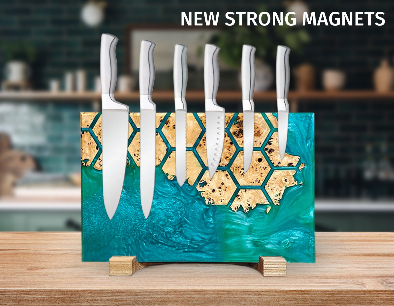 UNIVERSE Knife Block for 6 Knives / Wood & Resin Etsy