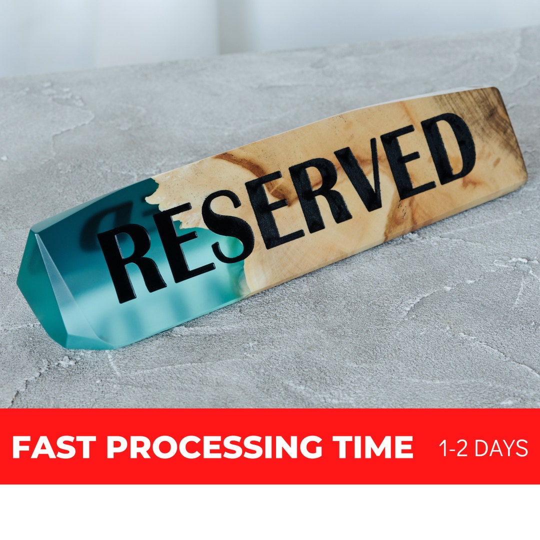 Reserved Table Sign From Ocean Resin & Wood. Custom Business Sign for