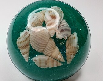 Handmade Resin Magnet, Shell Magnet, Blue Resin Magnet with Shells, Magnet with Shells, Blue Shell Magnet Kitchen Decor, Refrigerator Magnet