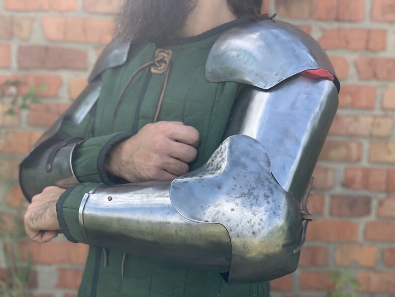 Medieval Knight Arms /& Pauldrons Battle Warrior Costume 18 Gauge Steel