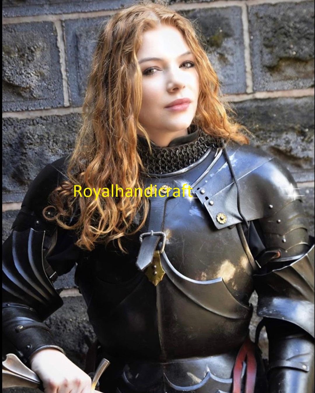 Female Knight Armor made of blackened spring steel “Dark Star”